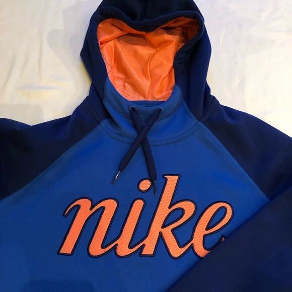 Nike hooded sweatshirt pullover long sleeve blue/orange NWOT Small - Picture 6 of 7